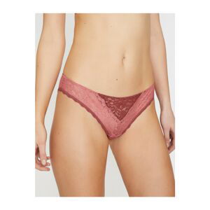 Koton Women's Red Standard Waist Lace Detailed Classic Panties