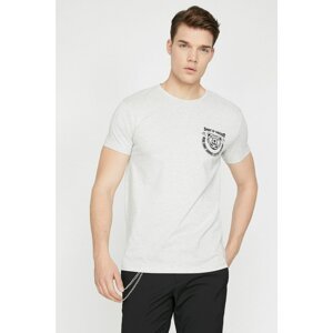 Koton Men's Gray Letter Printed T-Shirt