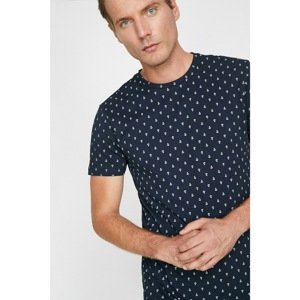 Koton Men's Navy Blue Patterned T-Shirt