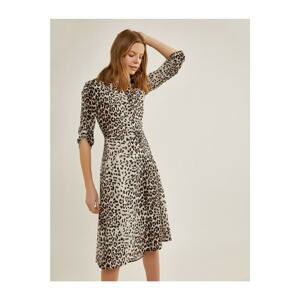 Koton Women Brown Leopard Patterned Dress