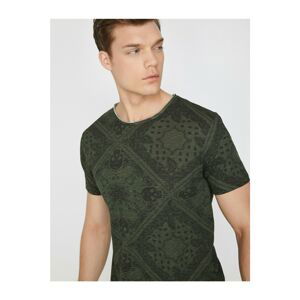 Koton Men's Green Crew Neck Short Sleeve T-Shirt