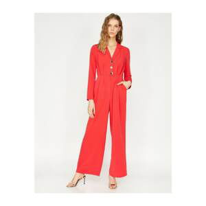 Koton Women Red Button Detailed Jumpsuit