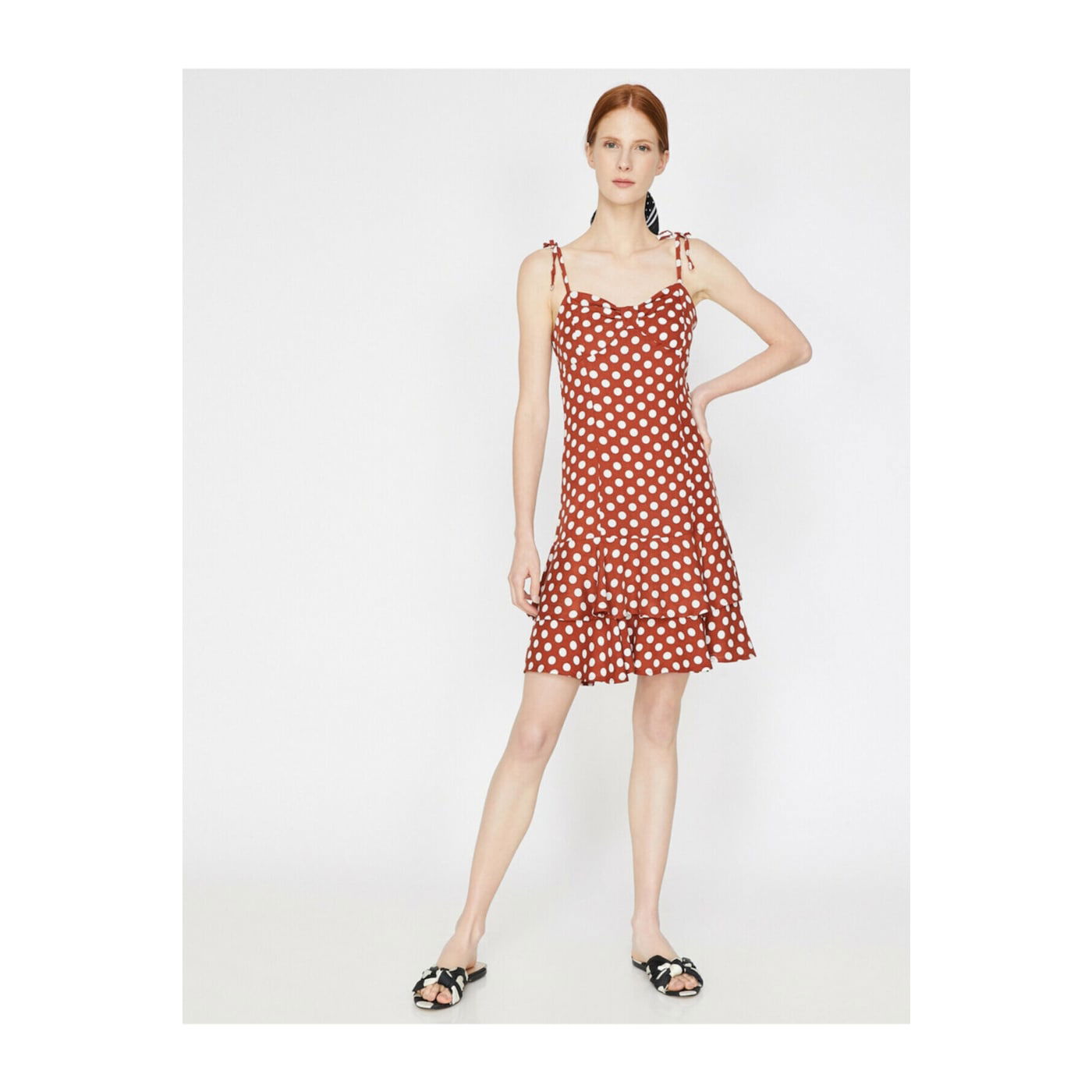 Koton Polka Dot Skirt Layered Short Dress