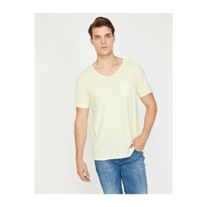 Koton Men's Yellow Short Sleeve T-Shirt