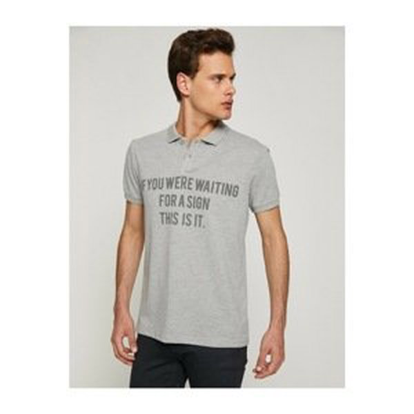 Koton Men's Gray Short Sleeve T-Shirt
