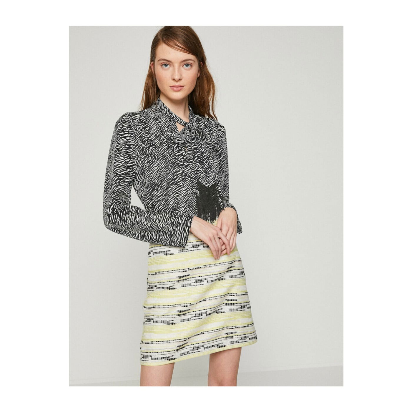 Koton Women's Black Patterned Skirt