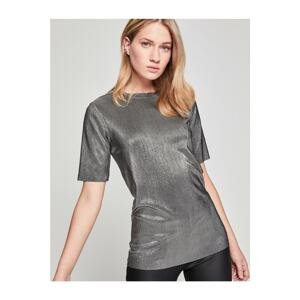 Koton Women's Gray Striped T-shirt