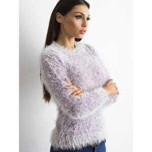 Fluffy women´s sweater with purple sequins