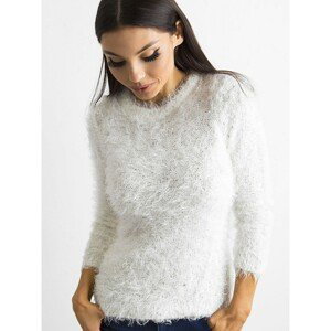 Fluffy women´s sweater with white sequins