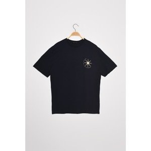 Trendyol Navy Blue Men Oversize Short Sleeve Printed T-Shirt