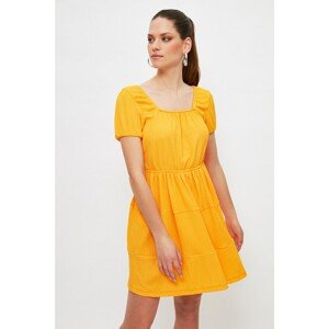 Trendyol Orange Square Neck Knitted Dress