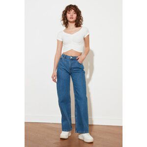 Trendyol Blue Petite High Waist Wide Leg Jeans