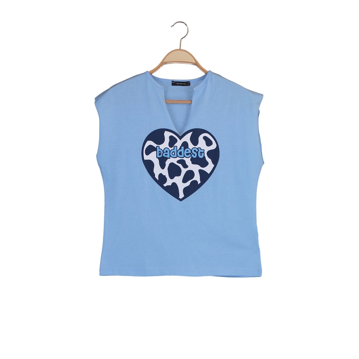Trendyol Blue Printed Semifitted Knitted T-Shirt