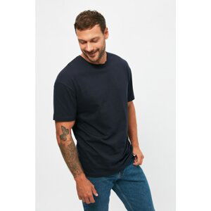 Trendyol Navy Blue Men Oversize Short Sleeve Printed T-Shirt