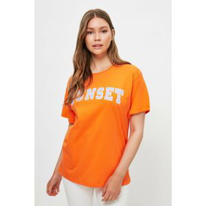 Trendyol Orange Boyfriend Knitted T-Shirt