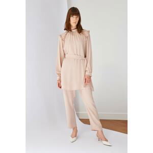 Trendyol Beige Judge Collar Bottom-Top Team