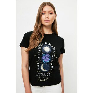 Trendyol Black Printed Basic Knitted T-Shirt