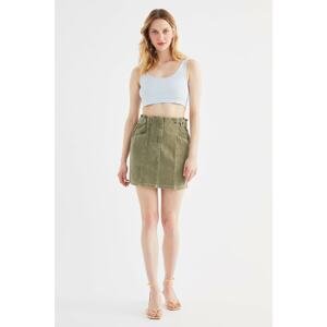 Trendyol Khaki Waist Detailed Denim Skirt