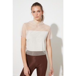 Trendyol Stone Tulle Detailed Sports Blouse