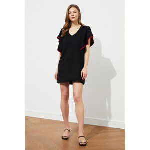 Trendyol Black Sleeve Frilly Knitted Dress