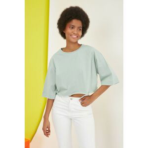 Trendyol Mint Printed Loose Knitted T-Shirt