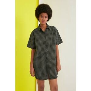 Trendyol Khaki Checkered Shirt Dress
