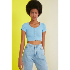 Trendyol Blue Button Knitted Blouse
