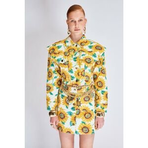 Trendyol Multicolor Flower Patterned Gabardine Crop Jacket