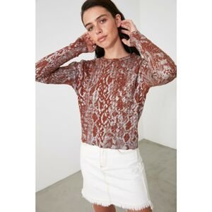 Trendyol Brown Leafed Knitwear Sweater