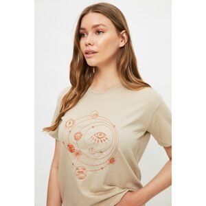 Trendyol Stone 100% Organic Cotton Semi-Fitted Embroidered Knitted T-Shirt
