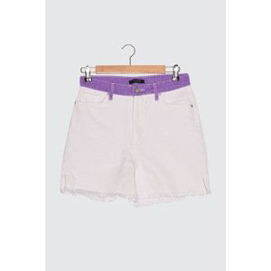 Trendyol White Purple Color-Blocked Denim Shorts