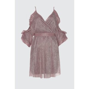 Trendyol Pink Ruffle Detailed V Neck Dress