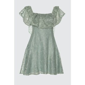 Trendyol Mint Flywheel Detailed Lace Dress