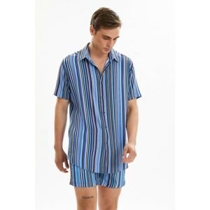 Trendyol Multi Color Men Regular Fit Shirt Collar Short Sleeve Striped Shirt