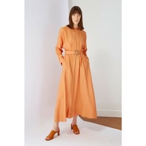 Trendyol Orange Belt Detailed Pocket Dress
