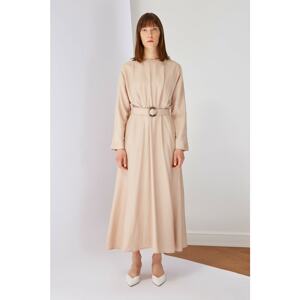 Trendyol Beige Belt Detailed Pocket Dress