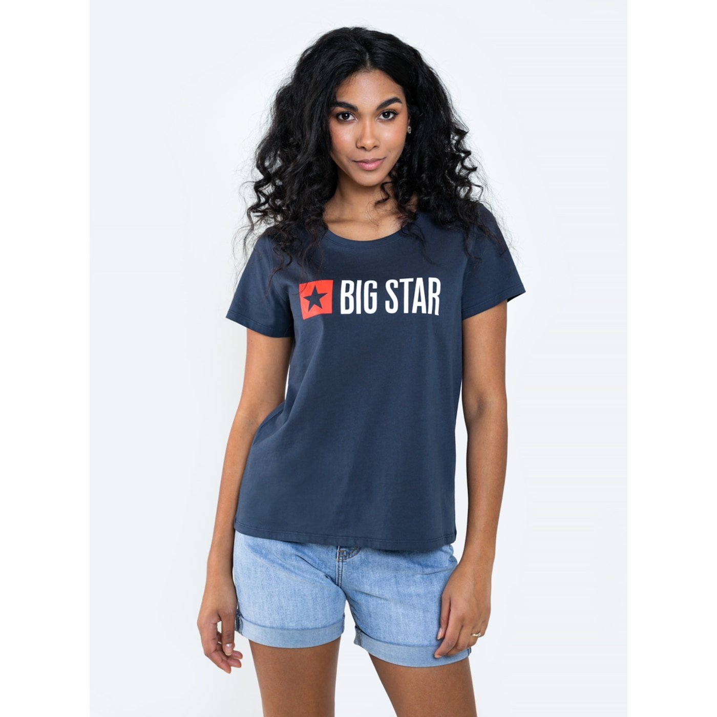 Big Star Woman's T-shirt_ss T-shirt 158859 Light blue Knitted-404