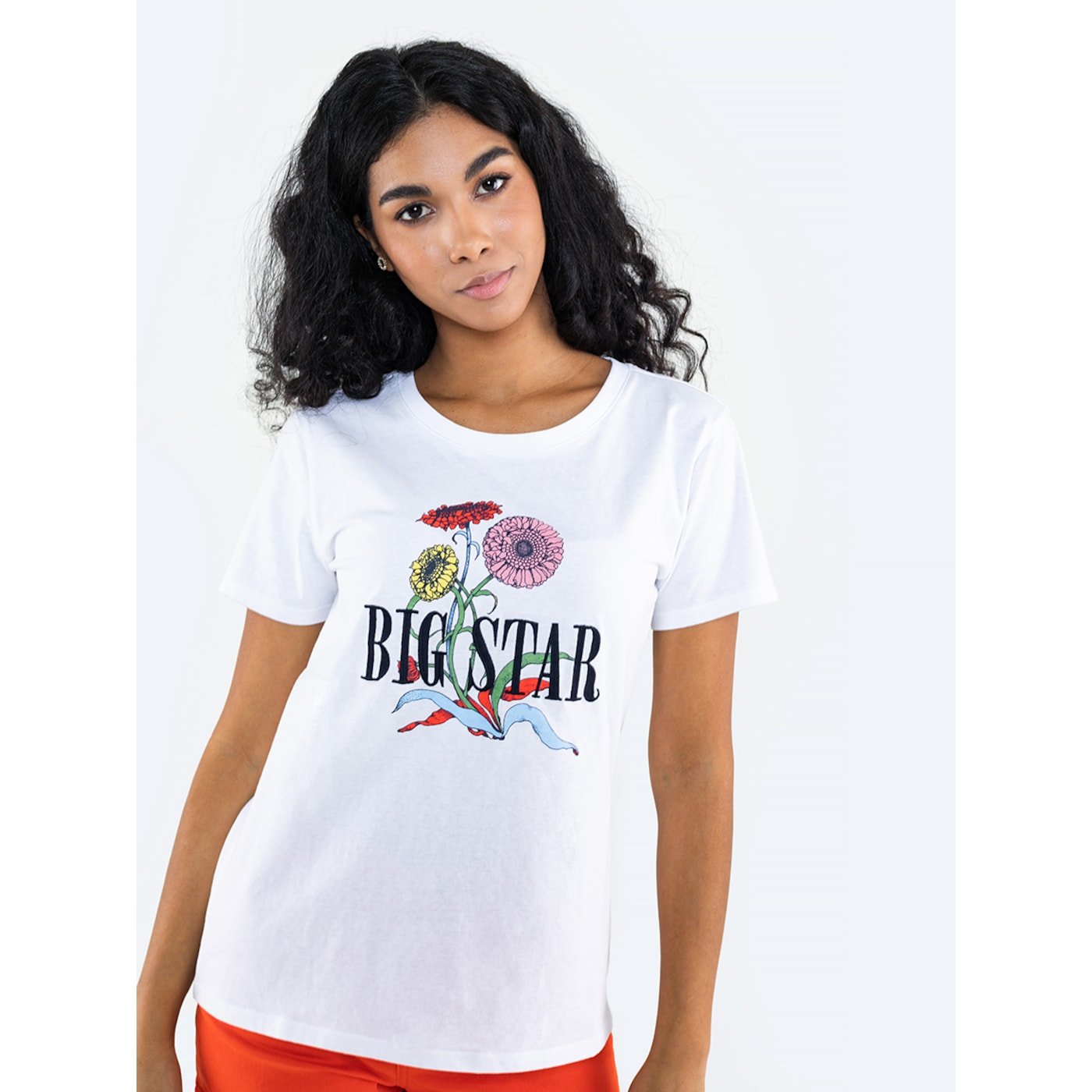 Big Star Woman's T-shirt_ss T-shirt 152022 Cream Knitted-101