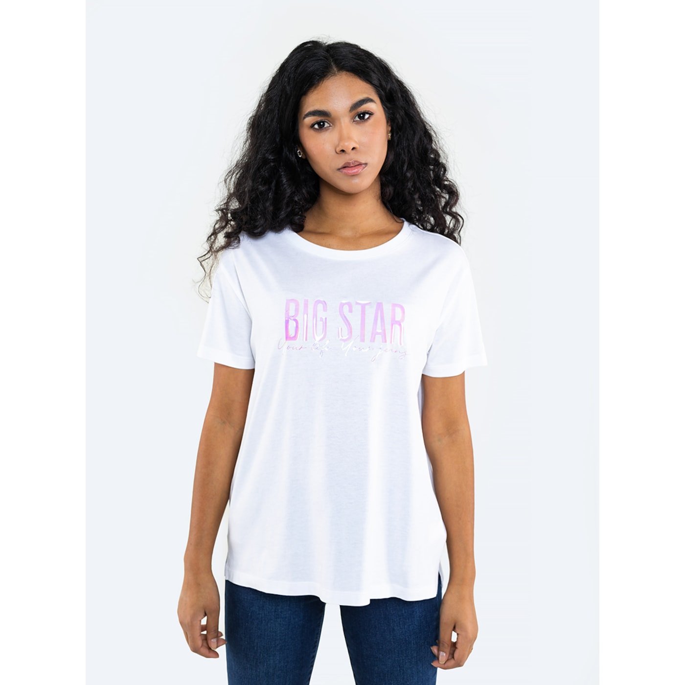 Big Star Woman's T-shirt_ss T-shirt 151988 Cream Knitted-101