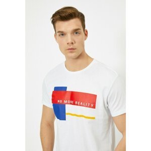 Koton Men's White Printed Printed T-shirt