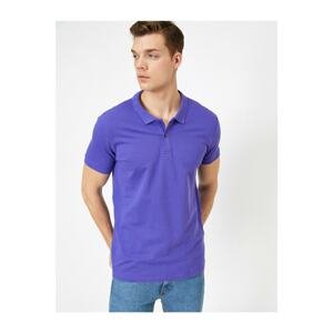 Koton Men's Purple Polo Neck T-Shirt