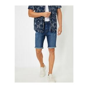 Koton Men's Navy Blue Pocket Denim Shorts