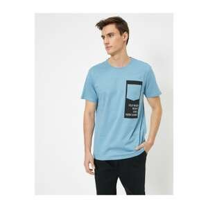 Koton Men's Blue Letter Printed T-shirt