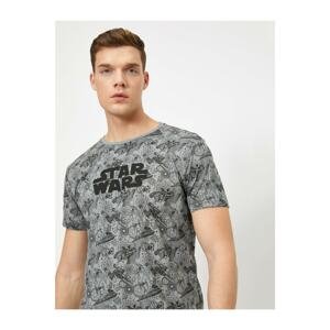 Koton Mens Gray Star Wars Licensed Printed T-Shirt