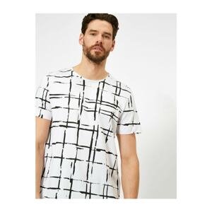Koton Men's White Checkered T-Shirt