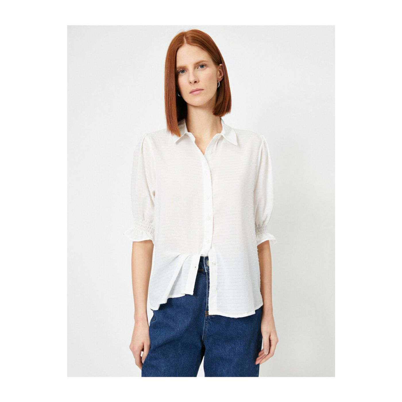 Koton Women's White Classic Collar Shirt