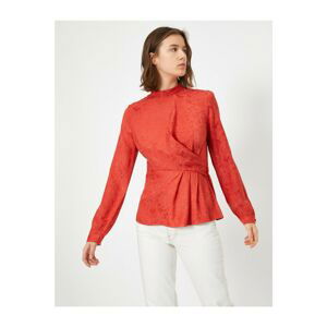 Koton Long Sleeve High Collar Jacquard Blouse