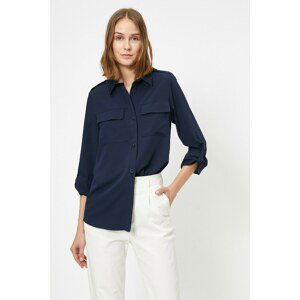 Koton Women Navy Blue Pocket Detailed Shirt