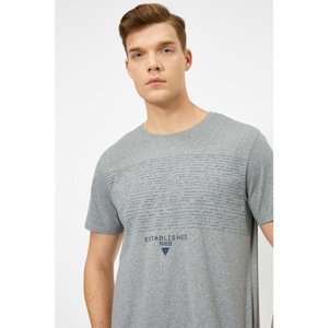 Koton Men's Gray Letter Printed T-Shirt