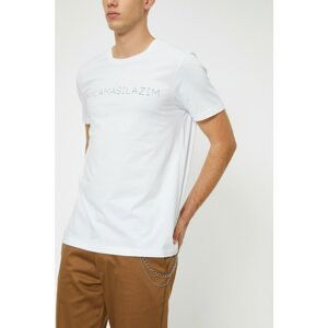 Koton Man White Letter Printed T-Shirt